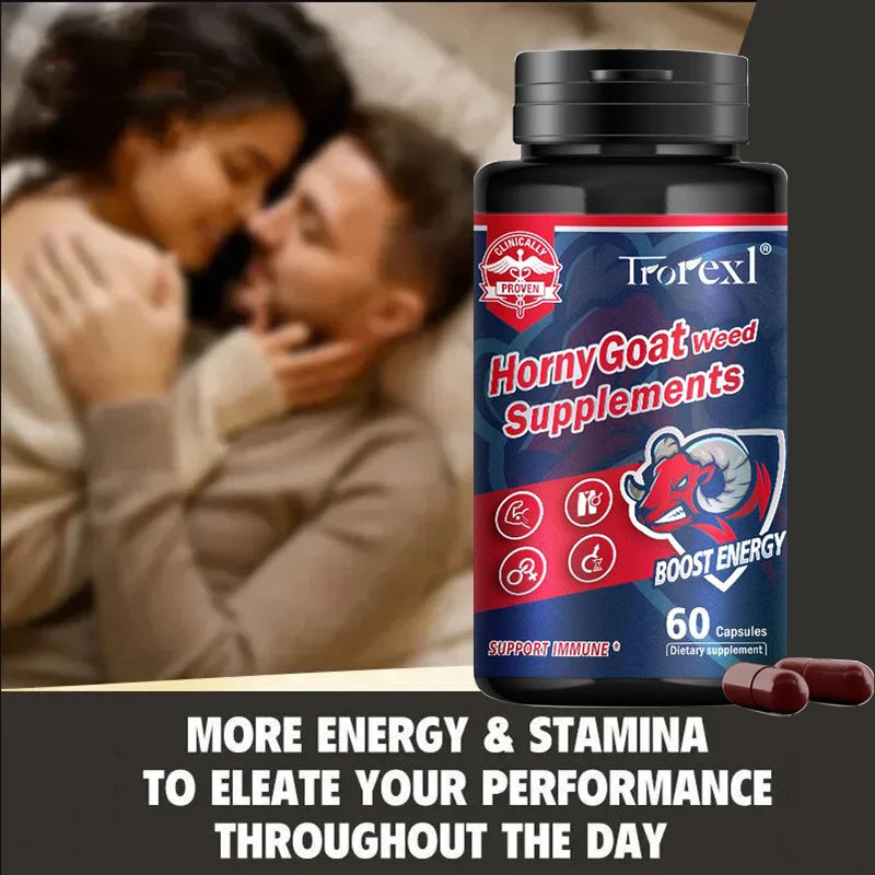 Natural Stamina Boost: Horny Goat Weed Supplement with Maca Root and Saw Palmetto