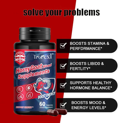 Natural Stamina Boost: Horny Goat Weed Supplement with Maca Root and Saw Palmetto