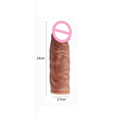 Realistic Penis Extension Cock Sleeve Reusable Silicone Penis Enlarger Delay Condoms for Adult Men Dildo Enhancer Sex Toys