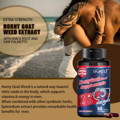 Natural Stamina Boost: Horny Goat Weed Supplement with Maca Root and Saw Palmetto