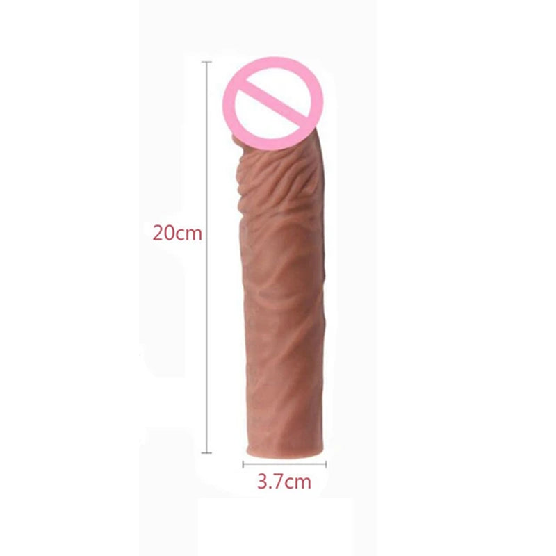 Realistic Penis Extension Cock Sleeve Reusable Silicone Penis Enlarger Delay Condoms for Adult Men Dildo Enhancer Sex Toys